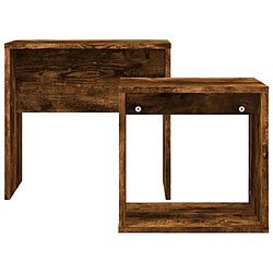 Acheter Maison Chic Lot de 2 Tables basses gigognes,Table Console chêne fumé bois d'ingénierie -MN46782