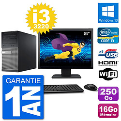 PC Dell 3010 MT Ecran 27" i3-3220 RAM 16Go Disque Dur 250Go HDMI Windows 10 Wifi - Occasion