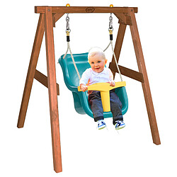 Acheter AXI Portique en Bois Marron - Balançoire Bébé | Balançoire turquoise / JAUNE pour les enfants à partir de 9 mois | Balançoire pour l'extérieur / le jardin