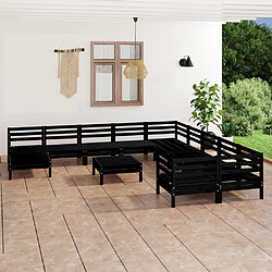 Maison Chic Salon de jardin 12 pcs - Table et chaises d'extérieur - Mobilier/Meubles de jardin Moderne Noir Bois de pin massif -MN23719