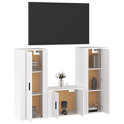 Avis Maison Chic Ensemble de meubles TV 3 pcs pour salon - Blanc brillant Bois d'ingénierie -MN83418