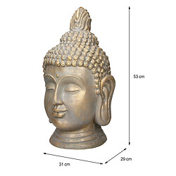 Ecd Germany Statue tête de Bouddha 53 cm aspect bronze en polyrésine Yoga Feng-Shui Reiki pas cher