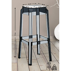 Avis Decoshop26 Lot de 2 tabourets de bar intérieur ou exterieur design moderne plastique noir transparent 10_0004150