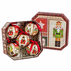 BigBuy Christmas Boules de Noël Multicouleur Papier Polyfoam Casse-Noisette 7,5 x 7,5 x 7,5 cm (5 Unités)