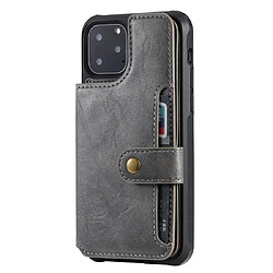 Wewoo Coque Pour iPhone 11 Pro Boucle Zipper Etui de protection antichoc avec support et fentes cartes et portefeuille et lanière et cadre photos Gris