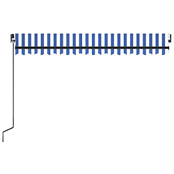 Avis vidaXL Auvent manuel rétractable avec LED 400x300 cm Bleu et blanc