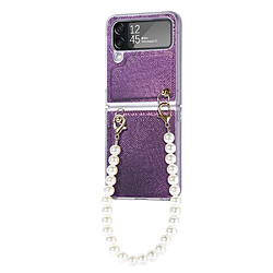 Coque en TPU + PU avec poignée, antichoc pour votre Samsung Galaxy Z Flip4 5G - violet