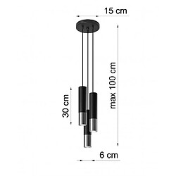 Acheter Luminaire Center Suspension Loopez Acier Chrom,noir 3 ampoules 90cm