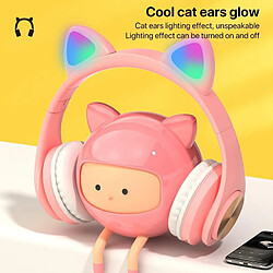 Yonis Casque Audio Oreilles De Chat Bluetooth Rose pas cher