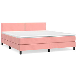 vidaXL Sommier à lattes de lit avec matelas Rose 160x200 cm Velours