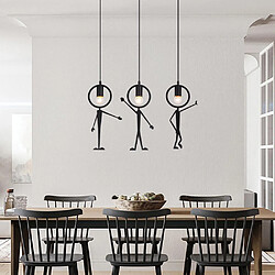 Acheter Universal 50cm pendentif en fer en fer petit lustre de jardin, LED dessin animé chambre enfant lustre en fer forgé, balançoire petit homme lustre noir(Le noir)