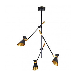 Searchlight Plafonnier Diablo, noir et or, 3 ampoules