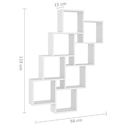 vidaXL Étagère murale cube Blanc 90x15x119 cm Bois d’ingénierie pas cher