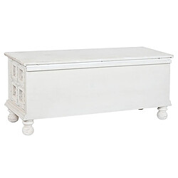 Pegane Coffre de rangement en bois de manguier coloris blanc - longueur 110 x profondeur 40 x Hauteur 48 cm