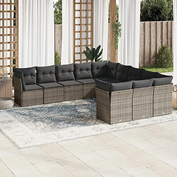 Maison Chic Salon de jardin 11 pcs avec coussins | Ensemble de Table et chaises | Mobilier d'Extérieur gris résine tressée -GKD96899