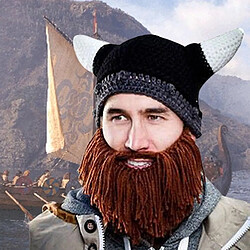 Totalcadeau Bonnet noir à cornes et barbe de Viking