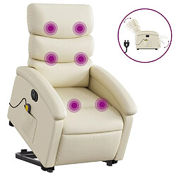 Maison Chic Fauteuil Relax pour salon, Fauteuil inclinable de massage électrique crème similicuir -GKD33065