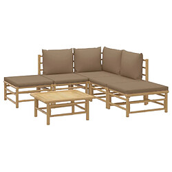 Avis Maison Chic Salon de jardin 6 pcs avec coussins | Ensemble de Table et chaises | Mobilier d'Extérieur taupe bambou -GKD82568