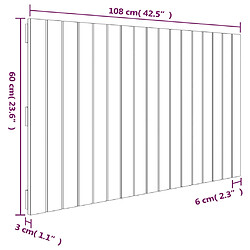 vidaXL Tête de lit murale Marron miel 108x3x60 cm Bois massif de pin pas cher