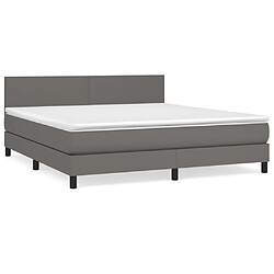 vidaXL Sommier à lattes de lit avec matelas Gris 160x200 cm Similicuir