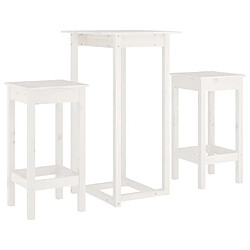 vidaXL Ensemble de bar 3 pcs Blanc Bois de pin massif