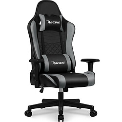 Lexzurn Chaise Gaming Résistant à 150kg, Fauteuil Gaming Inclinable 155°Châssis de l'Assise en Métal Revêtement Similicuir Réglages Ergonomiques Complets Gris et Noir