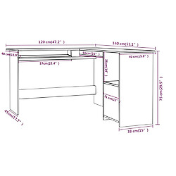 Acheter Helloshop26 Bureau table poste de travail meuble d'ordinateur informatique étude d'angle en forme de L bois d'ingénierie gris 02_0023684