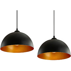 Helloshop26 Lot de 2 suspensions luminaires led diamètre 30 cm e27 max 60 watts noir et doré style industriel vintage lustre rétro plafonnier lampe pour salon cuisine salle à manger 01_0000331