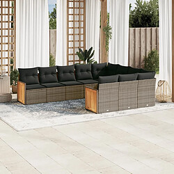 Maison Chic Salon de jardin avec coussins 10 pcs | Ensemble de Table et chaises | Mobilier d'Extérieur gris résine tressée -GKD96336