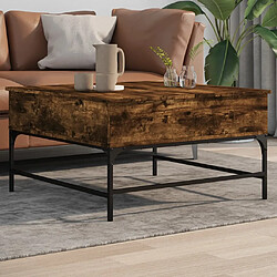 Maison Chic Table basse pour salon | Table à café chêne fumé 80x80x45 cm bois d'ingénierie et métal -GKD43883