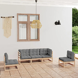 Maison Chic Salon de jardin 5 pcs + coussins - Mobilier/Meubles de jardin - Table et chaises d'extérieur Bois de pin massif -MN65196