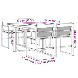 vidaXL Ensemble à manger de jardin avec coussins 5 pcs noir textilène pas cher