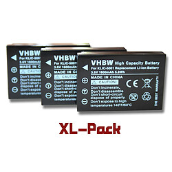 vhbw set 3 batteries 1600mAh pr Kodak Easyshare DX3600 DX6490 DX7440 DX7590 DX7630 P712 P850 P880 Z7590 Z730 Z760, remplace Klic-5001, DB-L50, BP-243