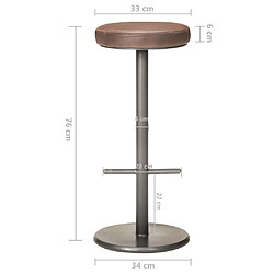 vidaXL Tabourets de bar lot de 2 marron cuir véritable pas cher