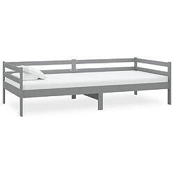 Avis vidaXL Lit de repos avec matelas 90x200 cm Gris Bois de pin massif