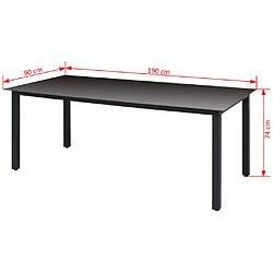 Avis Maison Chic Table de jardin | Table d'extérieur Noir 190 x 90 x 74 cm Aluminium et verre -GKD33337