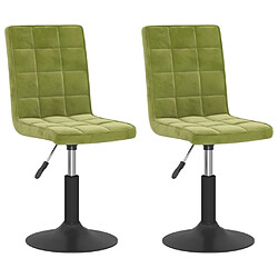 vidaXL Chaises pivotantes à manger lot de 2 vert clair velours