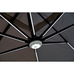 Concept Usine Parasol rectangulaire gris avec LED 395 x 295 cm CALVIA pas cher