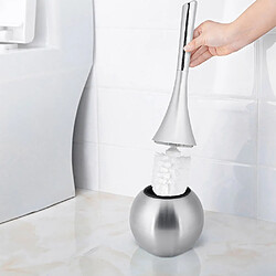 Avis Universal Idée Salle de bains Toilette Brosse à frotter Set avec base en acier inoxydable Poignée en plastique Brosse à toilettes | Porte-brosse(Argent)