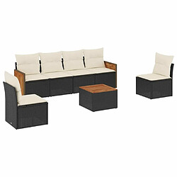 Maison Chic Ensemble Tables et chaises d'extérieur 7pcs avec coussins,Salon de jardin noir résine tressée -GKD385214