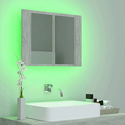 Maison Chic Armoire de salle de bain,Meuble de rangement,Meuble haut à miroir LED Gris béton Acrylique -GKD735415 pas cher