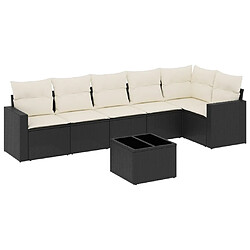 Maison Chic Salon de jardin 7 pcs avec coussins | Ensemble de Table et chaises | Mobilier d'Extérieur noir résine tressée -GKD54272