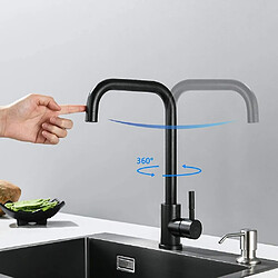 Universal Robinet de cuisine noir 304 acier brossé 7360 robinet de cuisine pivotant, robinet de cuisine avec aérateur mobile