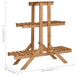 vidaXL Support pour plantes 83x25x83 cm Bois de sapin pas cher