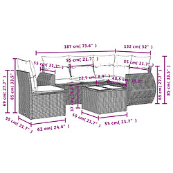 Avis vidaXL Salon de jardin avec coussins 6 pcs marron résine tressée