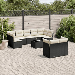 Maison Chic Salon de jardin 10 pcs avec coussins, Ensemble Tables et chaises d'extérieur noir résine tressée -GKD750573