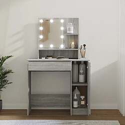 vidaXL Coiffeuse avec LED Sonoma gris 86,5x35x136 cm