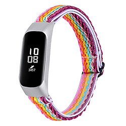 Bracelet en nylon élastique réglable tressée arc-en-ciel pour votre Samsung Galaxy Fit-e R375