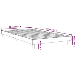 vidaXL Cadre de lit sans matelas noir 90x190 cm bois ingénierie pas cher