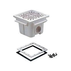 Habitat Et Jardin Bonde de fond carrée 210 x 210 mm avec grille ABS - Blanc